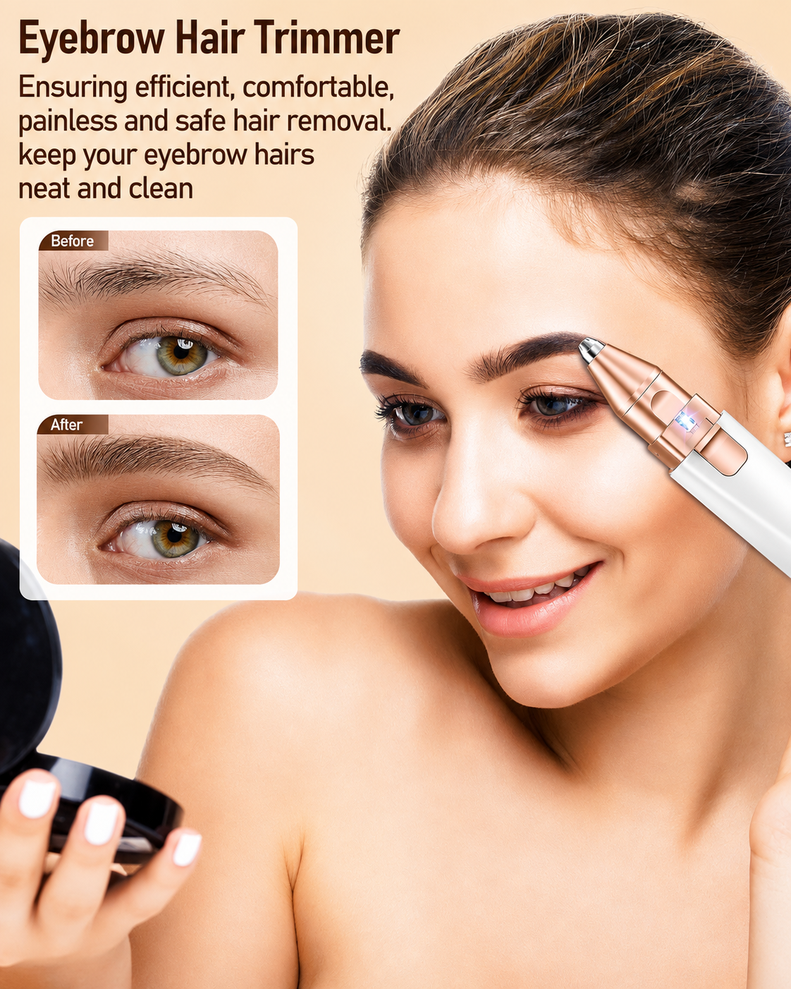 VIFERA 2-in-1 Eyebrow Trimmer & Facial Hair Removal Machine - USB RECHARGEABLE