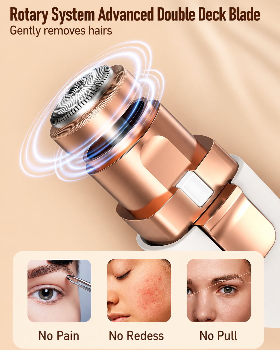 VIFERA 2-in-1 Eyebrow Trimmer & Facial Hair Removal Machine - USB RECHARGEABLE